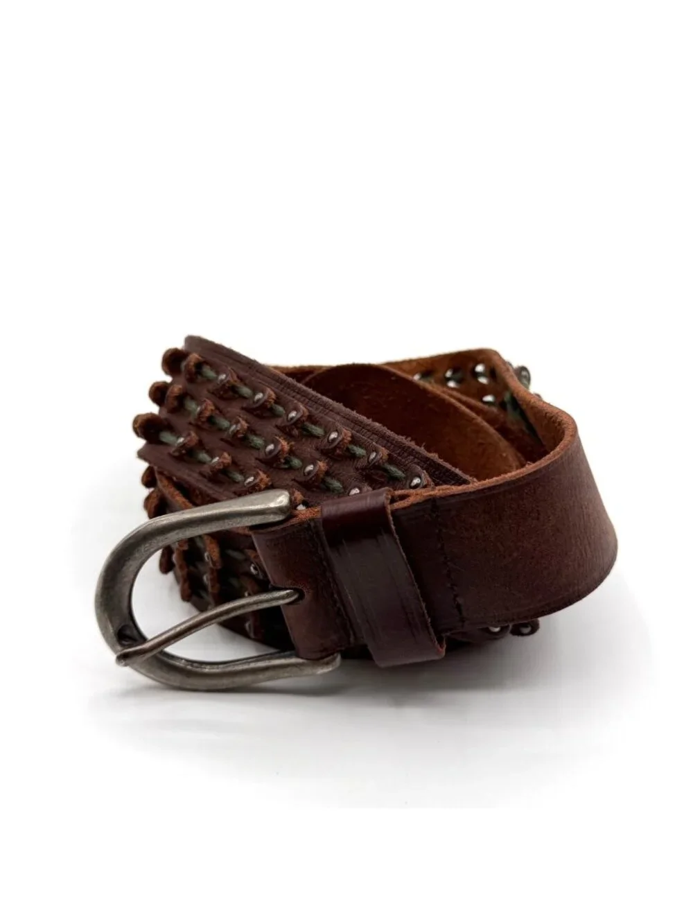J. Crew Brown Genuine Leather Studded Detail Belt Size M